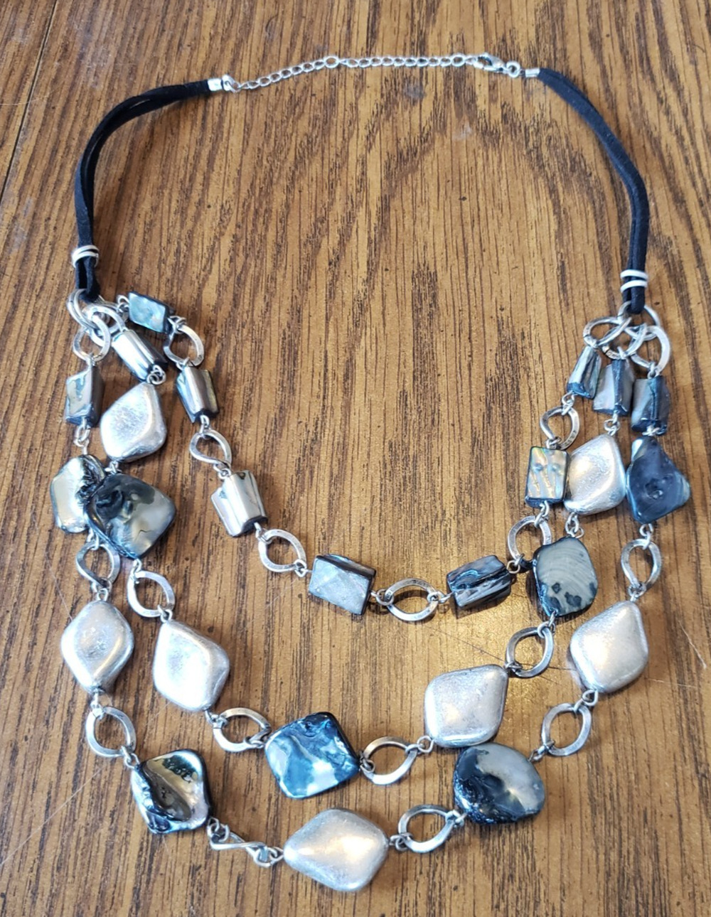 Multi Layer Blue and Silver Stone 10 Inch Fashion Chain Necklace